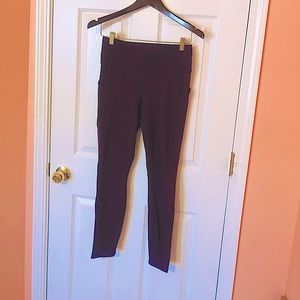 EUC Fabletics Pure Luxe medium burgundy high rise full length tights